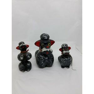 Vintage Japan Clay Black Poodle Figurines Set of 3